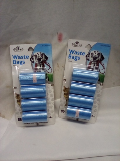 Pawrific Pet Waste Bags. Qty 2- 4 Packs of 80 Each.