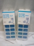 Jacent Silicone Ice Cube Trays w/ Lids. Qty 2.