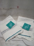 The Pioneer Woman PW Sculpted Striped Teal Hand Towels. Qty 2.