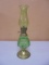 Vintage Green Glass Miniature Oil Lamp