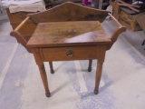 Antique Solid Wood Wash Stand w/ Drawer & 2 Towel Bars