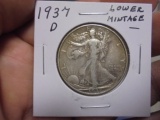 1937 D Mint Silver Walking Liberty Half Dollar