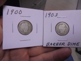 1900 & 1903 Silver Barber Dimes