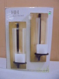 Heritage Home 2pc Wood & Metal Wall Candle Sconces