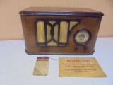 Antique Montgomery Ward Airline Wood Case Table Radio