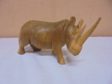 Hand Carved Wooden Rhino