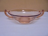 Pink Depression Glass Double Handled Bowl