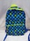QTY 1 Backpack – blue, lime green check