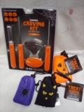 QTY 1 Pumpkin carving kit, QTY 3 Treat totes 14.5in x15in