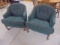 2 Matching Barrel Back Rolling Upholstered Chairs