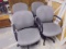 Set of 4 Matching Gray Upholstered Rolling Swivel Office/ Desk Chairs
