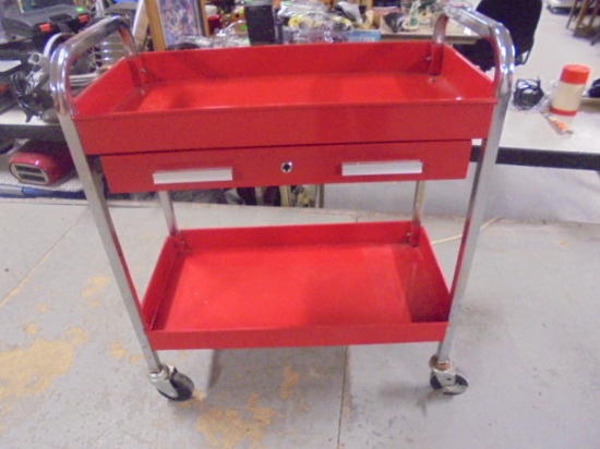 2 Tier Rolling Shop/Tool Cart w/ Drawer