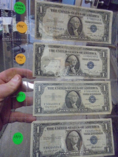 (2) 1935 One Dollar & (2) 1957 One Dollar Silver Certificates