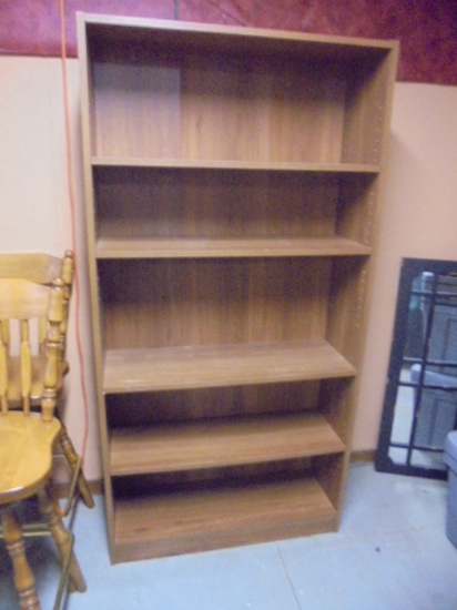 6ft Wooden Bookcase w/ Adjustable Shelves