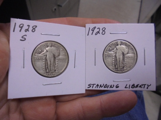 1928 S Mint & 1928 Silver Standing Liberty Quarters