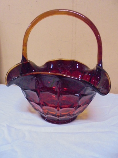 Vintage Indiana Glass Tiara Sunset Deep Red Glass Basket
