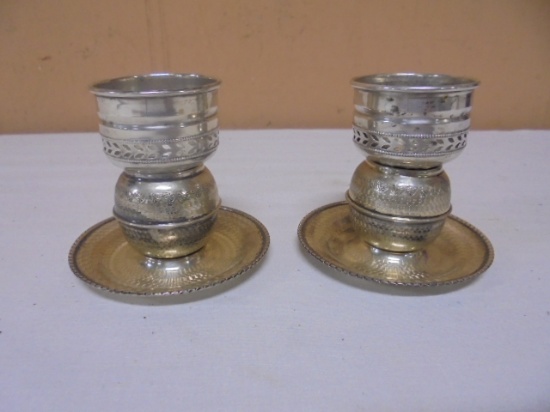 Set of (2) 3pc Sterling Silver Canlde Holders