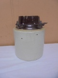 Antique Brown Over White Crock
