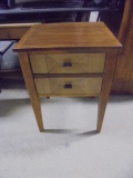 Antique Solid Wood 2 Drawer Side Table