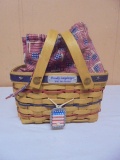 2002 Longaberger Proudly Lonagerberger Bee Basket w/ Liner-Protector-Tie On