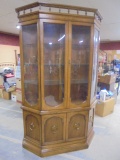Beautiful Solid Wood Bubble Glass Front & Side Lighted China Cabinet