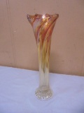 Vintage Marigold Carnival Glass Twist Vase