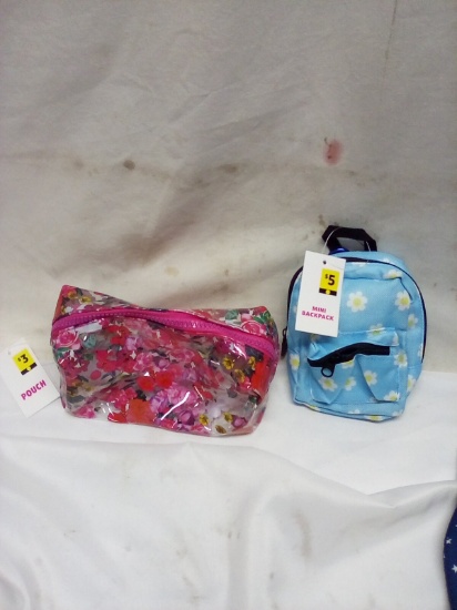 QTY 1 each, Flower pouch and mini backpack