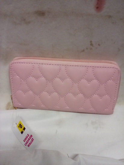 QTY 1 Pink heart chevron wallet