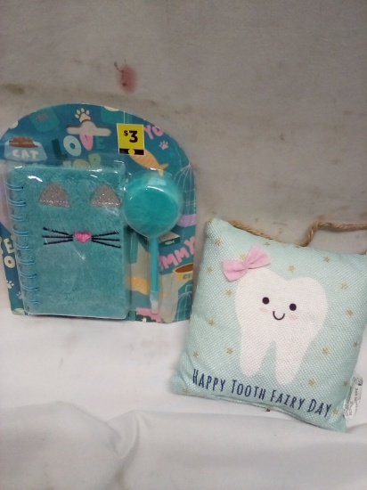 QTY 1 Stationary set, QTY 1 Tooth Fairy pocketed pillow door hanger