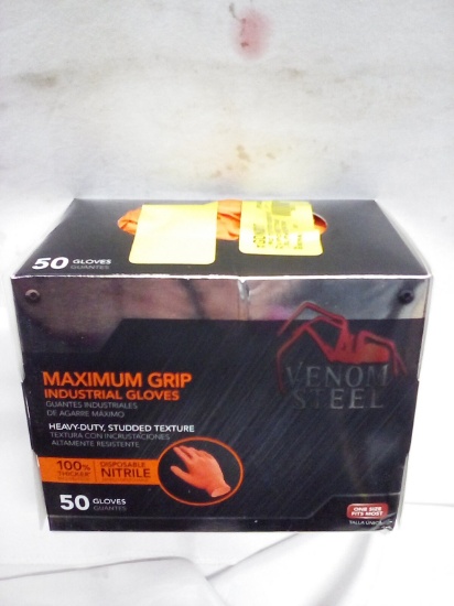 QTY 1 box of Venom steel heavy duty studded texture disposable gloves