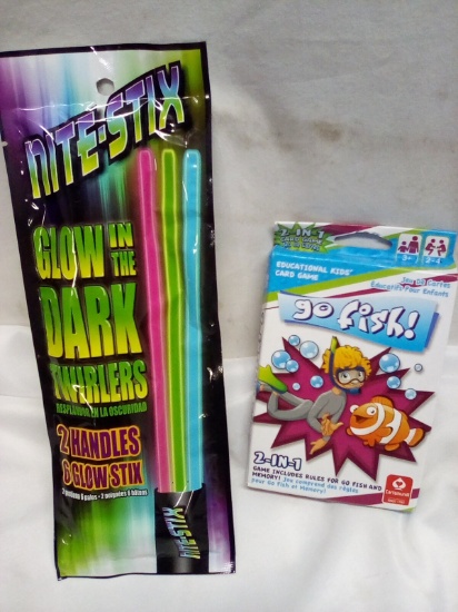 QTY 1 each Glow in the Dark Twirlers and Go Fish Game