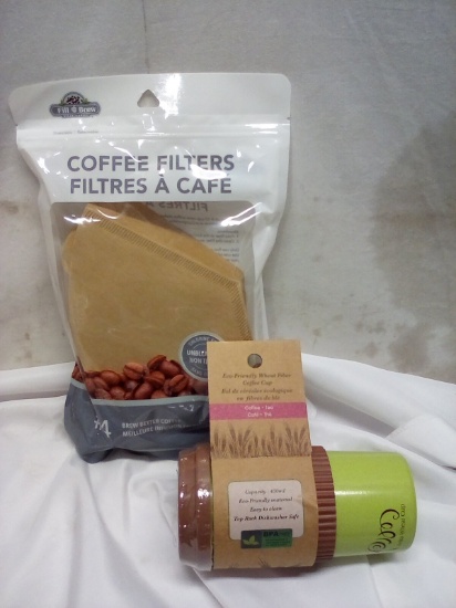 Fill & Brew Coffee Filters. Qty 100. & Eco-Friendly Coffee Cup