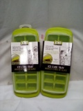 Qty 2 Green Ice Cube Tray with Lid
