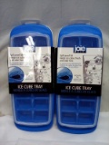 Qty 2 Blue Ice Cube Tray with Lid
