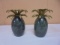 Set of 2 Marble & Brass Pineapple Candle Holders
