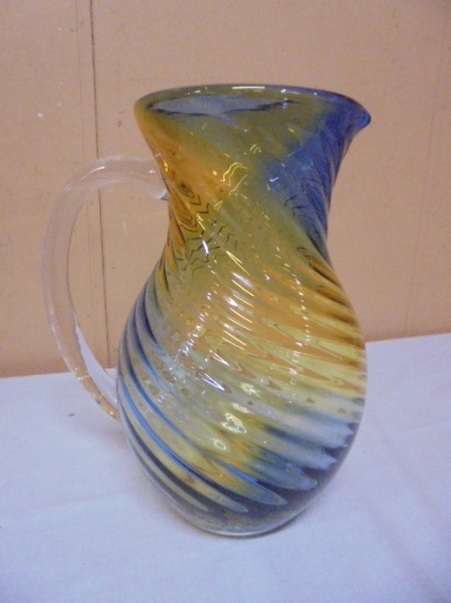 Beautifl Swirl Art Glass Pitcher