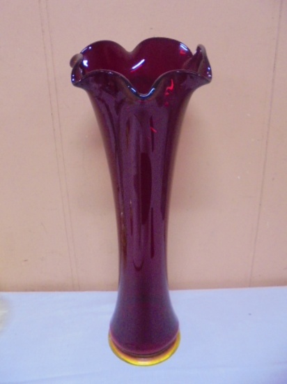 Beautiful Large Ruby Art Glass Vase