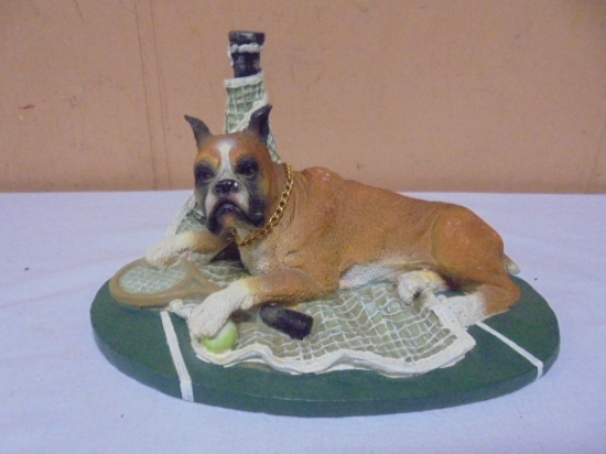 Boxer Dog on Tennis Court Figurine