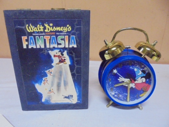 Walt Disney Mickey Mouse Fantasia Music Box & Alarm Clock