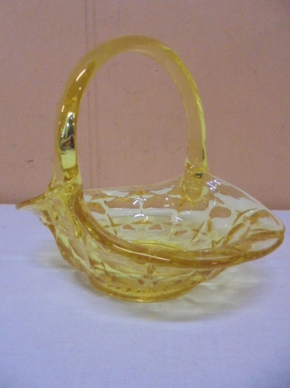 Vintage Indiana Tiara Constellaion Yellow Glass Basket