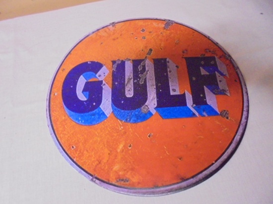 Round Gulf Metal Sign