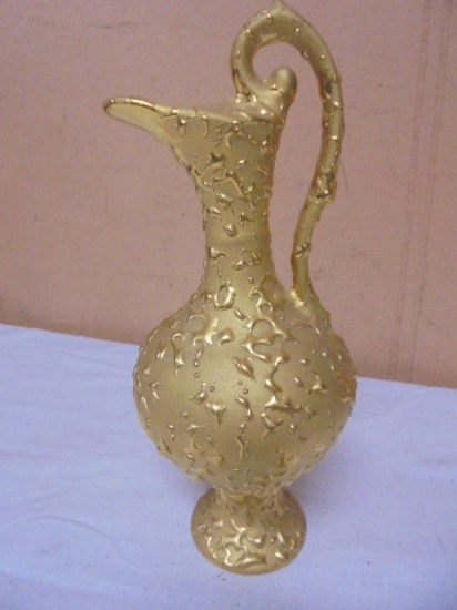 Vintage 22kt Gold Hand Decorated Weeping Gold Pitcher