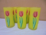 Set of 6 Vintage Tulip Glass Tumblers