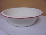 Vintaeg Red & White Graniteware Wash Pan