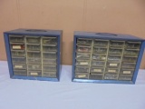2 Metal Hardware Organizers Full of Assorted Hardware