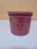 Longaberger Pottery Woven Tradition Red Crock w/ Lid