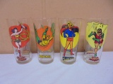 Set of 4 Vintage Super Hero Glass Tumblers