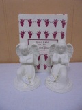 Set of 2 Porcelain Lighted Angels