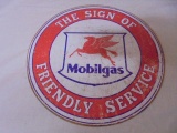 Round Mobilgas Metal Sign
