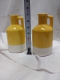 QTY 2 Yellow and white ceramic vase